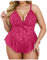 LDZYXY Offerte a Tempo Body Sexydonna Lingerie Coppe Reggiseno Per Uncinetto Abito Donna San Valentino Intimo Pizzo Manica (A4-Rosso, 4XL)