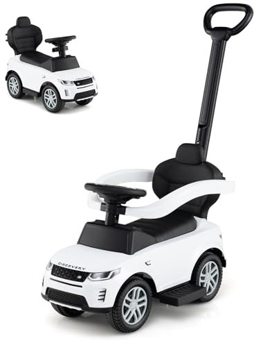 SOARS 3 in 1 Land Rover Rutschauto, Rutschfahrzeug mit Abnehmbarer Schiebstange, verstellbarem Schutzbügel, einklappbaren Fußstützen, Hupe, Stauraum, Spielzeugauto für Kinder ab 1 Jahr