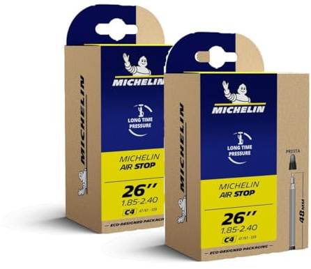 MICHELIN - Set mit 2 Airstop-Innenschläuchen, hervorragende Beständigkeit gegen Reifenpannen, ideal für Stadtfahrräder, Straße und Piste, Mountainbike, Anhänger