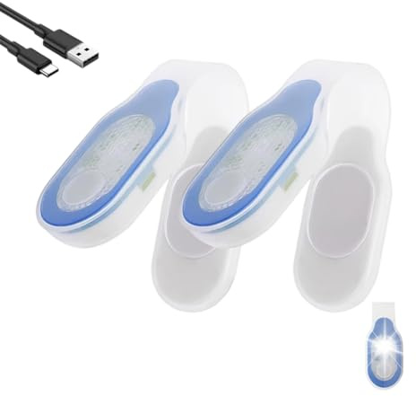 LOMUG Krankenpflege Nachtlicht Clip auf Taschenlampe, 2 Stück LED Clip Licht, Clip Lampe Outdoor USB Aufladbar Magnetisch 3 Modi für Nacht Schichtkrankenschwester zubehör Laufen Joggen Camping (Blau)