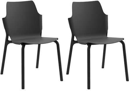 Rebecca Mobili 2er Set Stapelbarer Esszimmerstuhl, Gartenstuhl, Schwarz, Polypropylen, Modern - Maße HxBxT: 83 x 56 x 47 - Art. RE7255