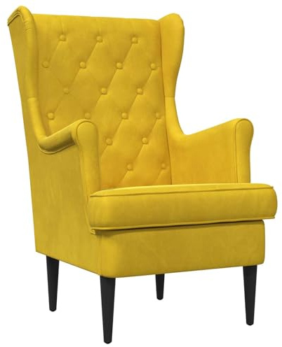 vidaXL Sessel Gelb Samt, Stylischer Samtstuhl, moderner Wohnzimmerstuhl, Bequeme Sitzgelegenheit, funktional und robust