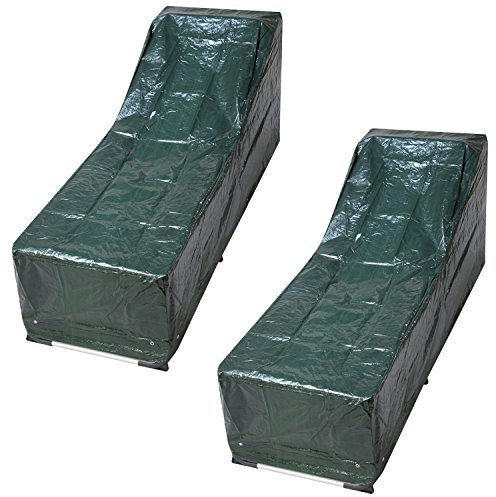 Woodside 2 x Outdoor Garden Sunbed Cover 2.04m x 0.69m x 0.44-0.76m / 6.6ft x 2.25ft x 1.4-2.5ft