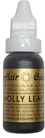 5 x Sugarflair 14ml HOLLY LEAF Edible Food Colour Droplets Cake Icing Decoration