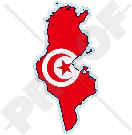TUNESIEN Tunesische Karte-Flagge TUNESIEN 130mm Auto & Motorrad Aufkleber, Vinyl Stickers