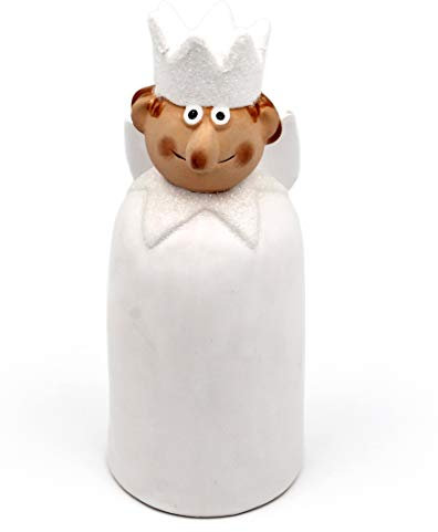 G I L D E Weihnachts-Engel König 21cm, groß Figur aus Keramik, weiß, Glitzer ~ versch. Modelle und Größen wählbar