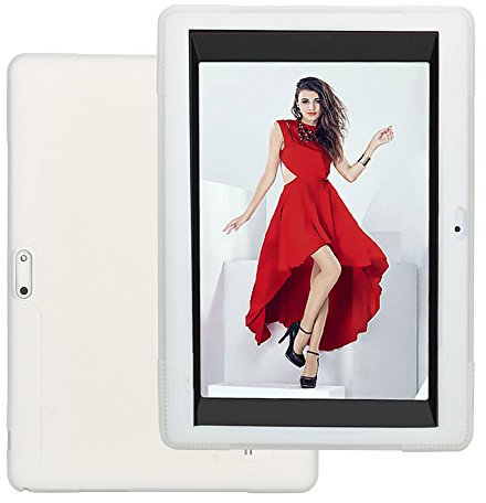 Colorful Tablet Hülle 10.1 Universal Ultra Slim Schutzhülle Silikon Case Cover für 10.1 Zoll Android Tablet PC (Weiß)