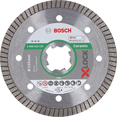 Bosch 1x PRO Ceramic Extra Clean Turbo Diamond Cutting Disc for X-Lock and Small Angle Grinders (for Marble, Hard tiles, Ø 115 mm, Professional Accessory Small Angle Grinder)