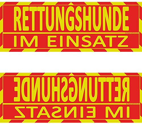 Feuerwehrstore Rettungshunde im Einsatz Wendeschild WSB2 für die Sonnenblende in Normal- & Spiegelschrift Rettungshunde