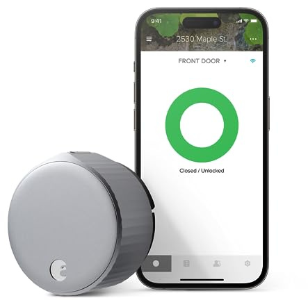 August Home, Silver Wi-Fi Connected Smart Keyless Entry Door Lock, Electronic Door Lock Fits Your Existing Deadbolt in Minutes, AUG-SL05-M01-S01