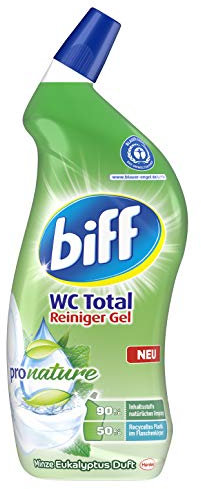Biff WC Total Reiniger Gel Pro Nature Minze Eukalyptus Duft, WC-Reiniger, 1 x 750 ml, mit 90 Prozent naturbasierten Inhaltsstoffen