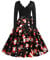 EFOFEI Damen 50er Cap Ärmel Swing Kleider A-Linie Rundhals Kleid Cocktail Partykleid Polka Dot Schwarz S