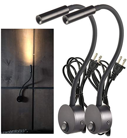 LEDSONLINE 2-Pack Wall Mounted LED Reading Lamp Focused 25° Spotlight for Bedroom headboard Marine Cabin Boat Yacht Interior Light Hotel Suite Hospital Patient Room Bedside Sconce 4.92ft Cord