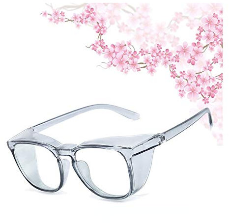 QIULAO Gafas anti-polen, gafas de seguridad con luz anti-azul, anti-niebla, arena de viento y funciones de salpicaduras de polen, adecuadas para gafas usadas por niños/mujeres cuando salen