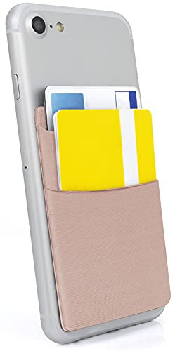 MyGadget 2 Fächer Handy Kartenhalter zum aufkleben - RFID Blocking - Haftendes Kartenfach, Kartenhülle, Karten Halterung - Geldbörse Smartphone Etui Roségold