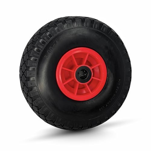 Sackkarrenrad Vollgummi 3.00-4 Ø 260 mm pannensicher Ersatzrad Bollerwagenreifen Sackkarre PU Reifen Bollerwagenrad rot/schwarz (20x75 mm)