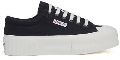 Superga 2631 Stripe Platform Trainer Black/White Euro 37 Black/White