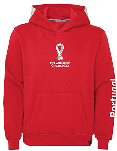 FIFA Felpa con Cappuccio Ufficiale World Cup 2022 per Ragazze, Rosso, 9 Anni Bambina
