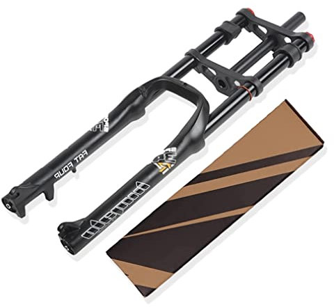 HSQMA Bicicletta Forcella Air Ammortizzata 26x4.0 Grassi Spiaggia Neve Bici Forcella A Doppia Spalla E-Bike Freno Disco Forcella Rimbalzo Regolabile 1-1/8 Corsa 140mm QR 9mm (Color : 26'' Black)