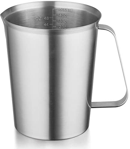 Tasse à mesurer en acier inoxydable (1,5 litres), pichet à mousse robuste, pichet à lait avec marquage avec poignée pour machines à expresso, latte Art
