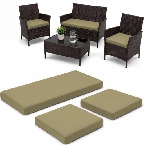 iSTYLE MODE BETTER HOME CHOICE 3 Pieces Replacement Cushions Set For Rattan Chairs Sofa Patio Garden Outdoor Furniture Water Resistant Patio Padding Lightweight and Durable (Sand)