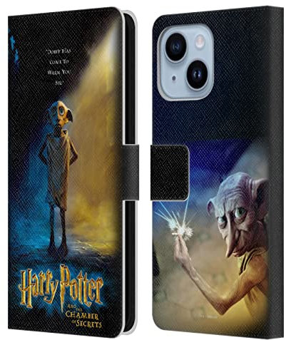 Head Case Designs Officially Licensed Harry Potter Dobby Poster Chamber Of Secrets III Leather Wallet Case Compatible With Apple iPhone 14 Plus