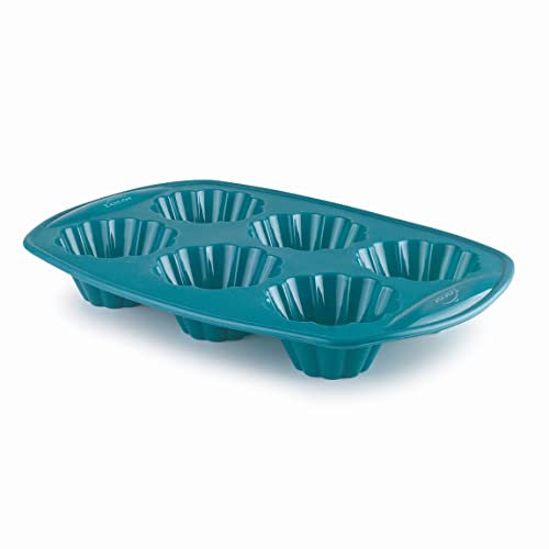 LACOR - 68762 - Moldes Repostería Platinum, Molde Flan Rizado, Molde Silicona Platino, Antiadherente, Flexible, Libre de BPA, Apto para Microondas, 6 cavidades (0,1 L x 6)