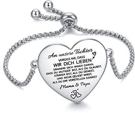 YOTHIWAD An Unsere Tochter Armband, Inspirierend Armband mit Gravur für Tochter, Personalisierte Geschenke an Tochter von Papa Mama Graduierung Geburtstagsgeschenk für Tochter