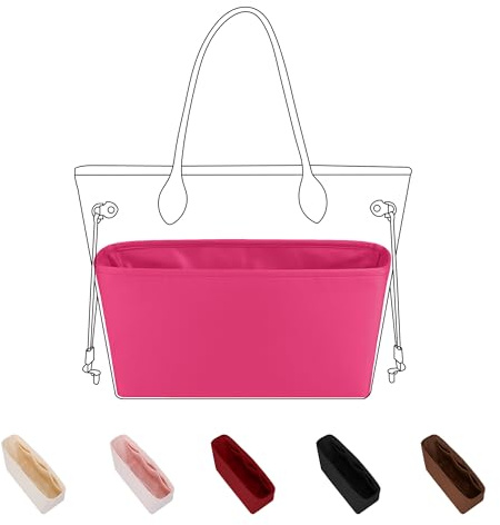 DGAZ Satin Taschenorganizer für Neverfull PM, Bag Einsatz, Rose Shocking | Luxuriöse Satin-Innentasche, Perfekte Passform, Sanfter Schutz, Leicht