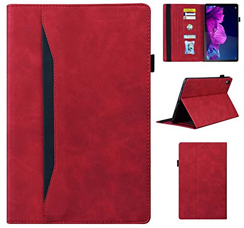 CASAFUNY Coque Lenovo Tab P11 / P11 Plus 11 Pouce (TB-J606F/TB-J606X/TB-J607) Tablette Housse étui de Protection avec Support Fonction pour Lenovo Tab P11/ Tab P11 Plus 2021, Rouge