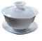 Teetasse, weiße Porzellanterrine, chinesische Tasse, Schüssel, Deckel, Keramiktasse, Untertasse, 120 ml (Farbe: Weiß) (Gelb, Weiß)