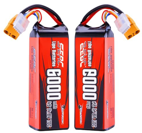 SUNPADOW 6000mAh 4S 14,8V Lipo Akku 70C mit XT90 für RC Buggy Fahrzeuge Auto LKW Tank Boot Rennsport Hobby (2 Pack)