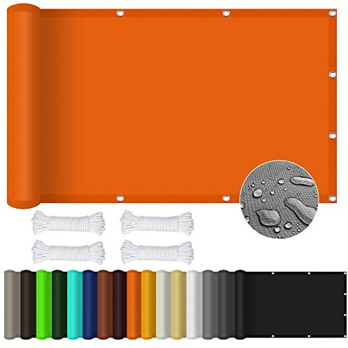 Sonnensegel Rechteckig 1 x 5 m Rechteckig Wasserdicht UV Schutz Sonnensegel Wasserdicht Wasserabweisend Uv Schutz für Balkon Terrasse Garten, Orange