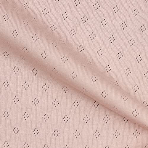 VmG-Store Pointoille-Stoff Feinstrick-Jersey mit Lochmuster Baumwollstoff OEKO-TEX Feinstrick (006 I Rose)