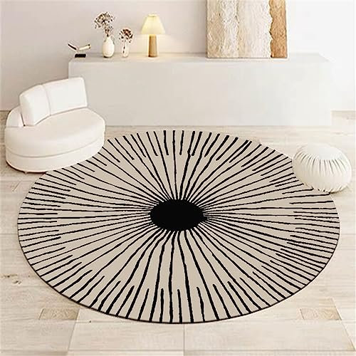 Highdi Tapis Rond Salon Moderne Tapis de Sol Décoration Antidérapant pour Salon Chambre Cuisine Balcon Terrasse Salle à Manger Intérieur Extérieur (140cm,Arbre Brun)