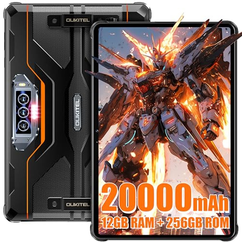 OUKITEL RT8 Rugged tablet - 20000mAh Large Battery,12GB RAM+256GB ROM,48MP Main camera+32MP Front camera+20MP Night vision,Octa-core processor Helio G99, Android13,Face recognition/NFC/OTG/GPS,Orange