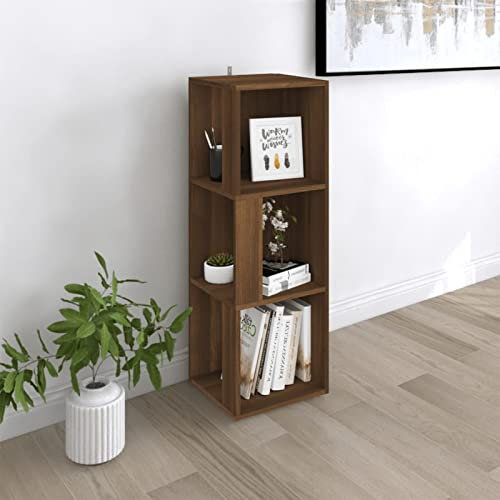 TANZEM Eckregal Braun Eichen-Optik 33x33x100 cm Holzwerkstoff, Bücherregal, Esszimmer Deko, Eckbücherregal, Eckschrank, Leiterregale, Ecke Dekoration
