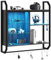 Bestier 4 Tier Floating Pipe Shelving 84 CM LED Wall Mounted Shelf with Adjustable Glass Shelf Pipe Shelves Hanging Display Rack Bookshelf with 6 S Hooks for Living Room Kitchen Decor Wine Coffee Bar