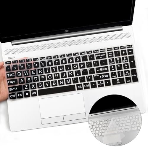 2PCS Keyboard Cover with Large Letters for HP Laptop 15.6 15-dy 15-dw 15-bw 15-bf 15-bs 15-cb 15-cc 15-cd 15-cs 15-da 15-ef Series, HP Envy 17.3 17-by 17-bs 17-ca Series