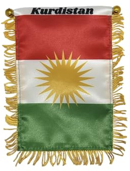 Drapeau du Kurdistan pour voiture - 8 x 12 cm - Drapeau de Basur - Ala Rojava pour décoration de démonstration (international)