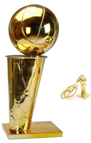 LNGODEHO Replica del campione NBA Larry O'Brien Trophy, Golden State Crafts Souvenir placcato, modello di pallacanestro, idea regalo per i fan (16 cm)