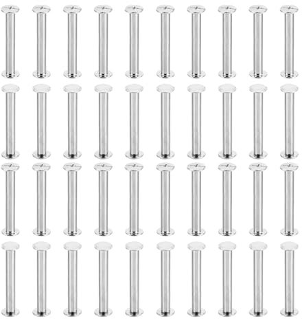 PATIKIL M5x50mm Chicago Screws, 100 Sets Brass Chicago Screw Phillips Binding Post Screw Rivets for Leather Belt Scrapbook Photo Albums, Silvery