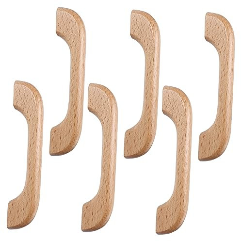 KONTONTY 6 Stück Massivholzgriff Schrankgriff Schubladengriffe Möbelgriff Zuggriff Für Schublade Türgriff Türgriff Möbelgriff Holzschrank Zuggriff Türknauf