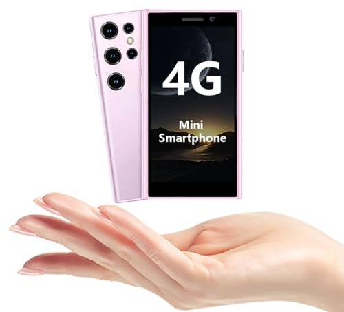 ATEVENSE 4G Ultra Mini-Smartphone, 3,0 HD-Bildschirm, Dual-SIM, 2000mAh Akku, Gesichtserkennung, Entsperrtes Kleines Smartphone, Taschengroßes Kinderhandy Rosa