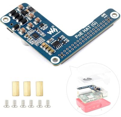 Waveshare PoE HAT (G), Compatible with Raspberry Pi 5, 5V 5A Output, Stable Performance, Supports 802.3af/at Network Standard, Power Over Ethernet HAT (G), Suitable for RPi 5 Official Case