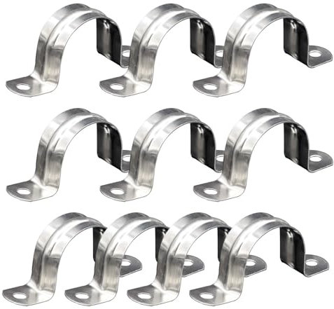 1 set di fascette stringitubo – nastro a due fori, in acciaio a U | nervatura rinforzata per una maggiore resistenza, nastro tubolare a 2 fori per tubi EMT, morsetto in metallo per tubi in