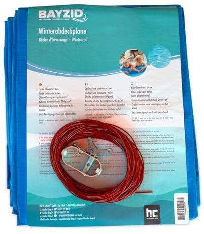 Bâche de piscine robuste, ronde, diamètre : 5,3 m, 300 g/m², bâche d'été et d'hiver pour piscines rondes jusqu'à 4,5 m de diamètre
