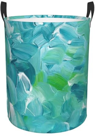 blue oil paint texture Print Laundry basket foldable storage basket Bathroom,Bedroom Multi-use Storage Bin Hamper