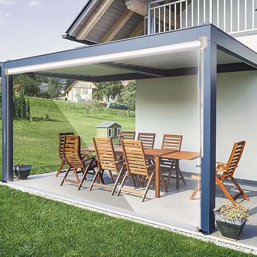 Transparent Windproof Roller Blind 0.5mm Dust-Proof Waterproof Side-Pull Clear Roller Blinds Outdoor Clear PVC Pergola Tarp Windproof for Balcony Terraces Pergola,A,100 * 180cm