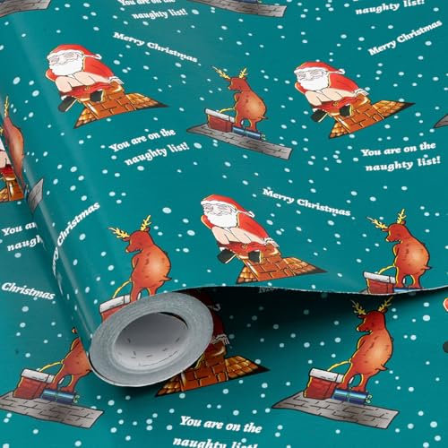 Freches Geschenkpapier für Weihnachten: Geschenkpapierrolle 43 cm x 15 m, lustiges Papier für Weihnachtsfeierdekoration, Geschenkverpackung